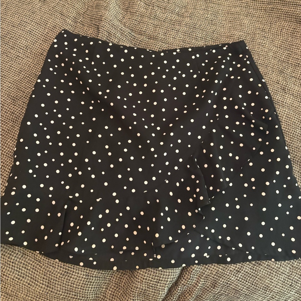 Jack by BB Dakota Black Mini Skirt with White Polka Dots